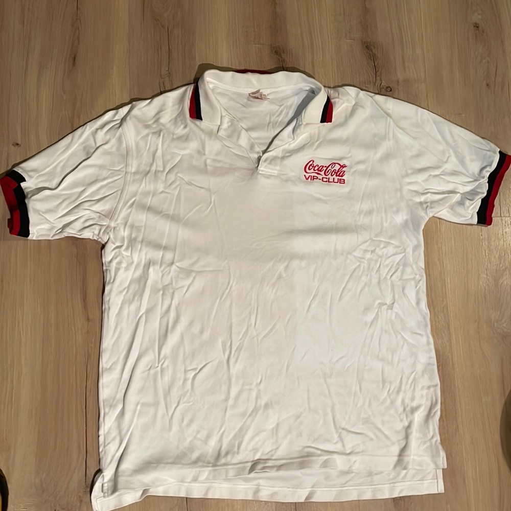 Vintage Coca-Cola VIP Polo. White and Red. Made‎ in Canada. Large